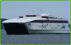 Part of the Irish Ferries Ferry Fleet HSC Dublin Swift